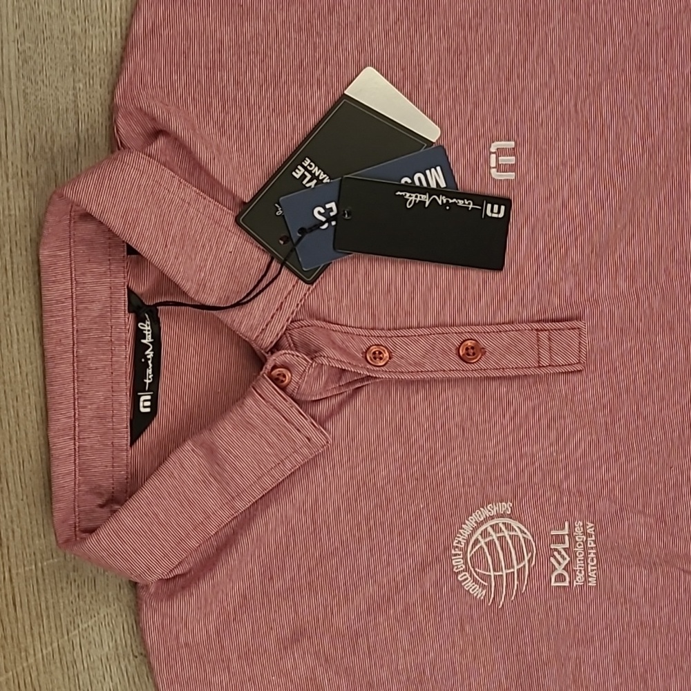 TRAVIS MATHEW The Zinna Heather Cardinal Pink Dell Golf Sz L Mens Polo Shirt NEW